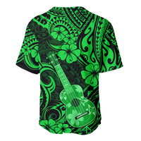Hawaii Ukulele Baseball Jersey Polynesian Pattern Green Version - Wonder Print Shop