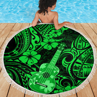 Hawaii Ukulele Beach Blanket Polynesian Pattern Green Version - Wonder Print Shop