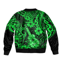 Hawaii Ukulele Bomber Jacket Polynesian Pattern Green Version - Wonder Print Shop