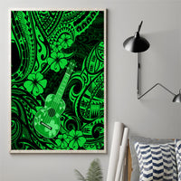 Hawaii Ukulele Canvas Wall Art Polynesian Pattern Green Version - Wonder Print Shop