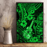 Hawaii Ukulele Canvas Wall Art Polynesian Pattern Green Version - Wonder Print Shop