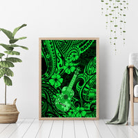 Hawaii Ukulele Canvas Wall Art Polynesian Pattern Green Version - Wonder Print Shop