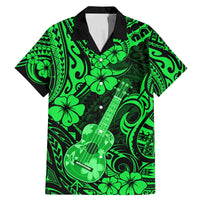 Hawaii Ukulele Family Matching Mermaid Dress and Hawaiian Shirt Polynesian Pattern Green Version - Wonder Print Shop
