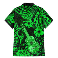 Hawaii Ukulele Family Matching Mermaid Dress and Hawaiian Shirt Polynesian Pattern Green Version - Wonder Print Shop