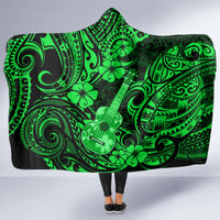 hawaii-ukulele-hooded-blanket-polynesian-pattern-green-version