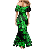 Hawaii Ukulele Mermaid Dress Polynesian Pattern Green Version - Wonder Print Shop