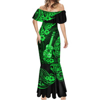 Hawaii Ukulele Mermaid Dress Polynesian Pattern Green Version - Wonder Print Shop