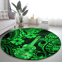 hawaii-ukulele-round-carpet-polynesian-pattern-green-version