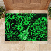 Hawaii Ukulele Rubber Doormat Polynesian Pattern Green Version - Wonder Print Shop