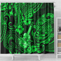 hawaii-ukulele-shower-curtain-polynesian-pattern-green-version