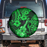 Hawaii Ukulele Spare Tire Cover Polynesian Pattern Green Version - Wonder Print Shop