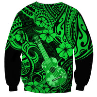 Hawaii Ukulele Sweatshirt Polynesian Pattern Green Version - Wonder Print Shop
