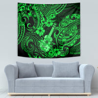 Hawaii Ukulele Tapestry Polynesian Pattern Green Version - Wonder Print Shop