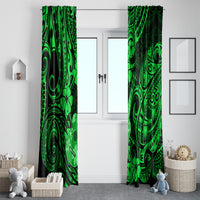Hawaii Ukulele Window Curtain Polynesian Pattern Green Version - Wonder Print Shop
