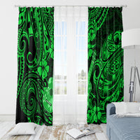 Hawaii Ukulele Window Curtain Polynesian Pattern Green Version - Wonder Print Shop