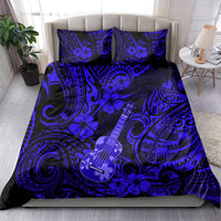 Hawaii Ukulele Bedding Set Polynesian Pattern Navy Blue Version - Wonder Print Shop