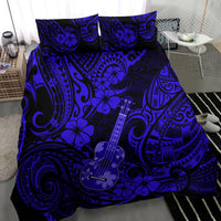 Hawaii Ukulele Bedding Set Polynesian Pattern Navy Blue Version - Wonder Print Shop