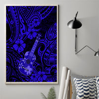 Hawaii Ukulele Canvas Wall Art Polynesian Pattern Navy Blue Version - Wonder Print Shop