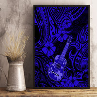 Hawaii Ukulele Canvas Wall Art Polynesian Pattern Navy Blue Version - Wonder Print Shop