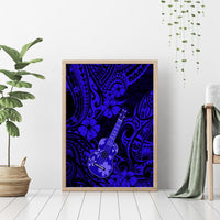 Hawaii Ukulele Canvas Wall Art Polynesian Pattern Navy Blue Version - Wonder Print Shop