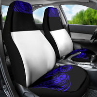 Hawaii Ukulele Car Seat Cover Polynesian Pattern Navy Blue Version - Wonder Print Shop