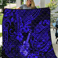 Hawaii Ukulele Quilt Polynesian Pattern Navy Blue Version - Wonder Print Shop