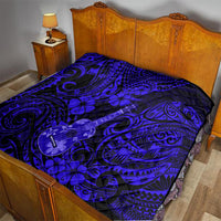 Hawaii Ukulele Quilt Polynesian Pattern Navy Blue Version - Wonder Print Shop