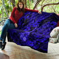 Hawaii Ukulele Quilt Polynesian Pattern Navy Blue Version - Wonder Print Shop