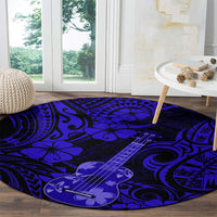 hawaii-ukulele-round-carpet-polynesian-pattern-navy-blue-version
