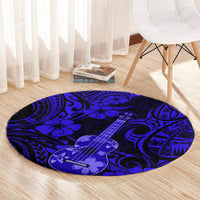 hawaii-ukulele-round-carpet-polynesian-pattern-navy-blue-version