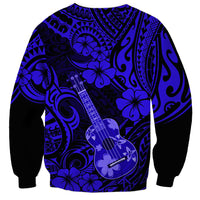 Hawaii Ukulele Sweatshirt Polynesian Pattern Navy Blue Version - Wonder Print Shop