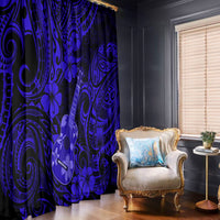 Hawaii Ukulele Window Curtain Polynesian Pattern Navy Blue Version - Wonder Print Shop