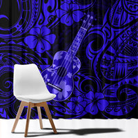 Hawaii Ukulele Window Curtain Polynesian Pattern Navy Blue Version - Wonder Print Shop