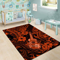 Hawaii Ukulele Area Rug Polynesian Pattern Orange Version - Wonder Print Shop