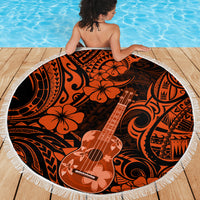 Hawaii Ukulele Beach Blanket Polynesian Pattern Orange Version - Wonder Print Shop
