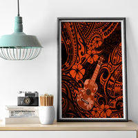 Hawaii Ukulele Canvas Wall Art Polynesian Pattern Orange Version - Wonder Print Shop
