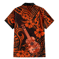 Hawaii Ukulele Family Matching Mermaid Dress and Hawaiian Shirt Polynesian Pattern Orange Version - Wonder Print Shop