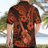 Hawaii Ukulele Hawaiian Shirt Polynesian Pattern Orange Version - Wonder Print Shop