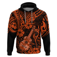 Hawaii Ukulele Hoodie Polynesian Pattern Orange Version - Wonder Print Shop