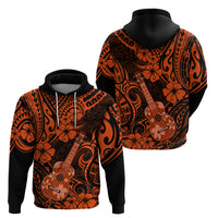 Hawaii Ukulele Hoodie Polynesian Pattern Orange Version - Wonder Print Shop
