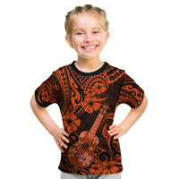 Hawaii Ukulele Kid T Shirt Polynesian Pattern Orange Version - Wonder Print Shop
