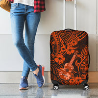 Hawaii Ukulele Luggage Cover Polynesian Pattern Orange Version - Wonder Print Shop
