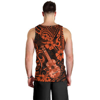 Hawaii Ukulele Men Tank Top Polynesian Pattern Orange Version - Wonder Print Shop