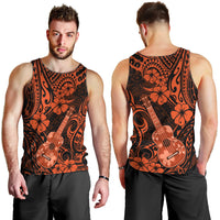 Hawaii Ukulele Men Tank Top Polynesian Pattern Orange Version - Wonder Print Shop