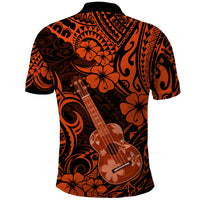 Hawaii Ukulele Polo Shirt Polynesian Pattern Orange Version - Wonder Print Shop