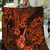 Hawaii Ukulele Quilt Polynesian Pattern Orange Version - Wonder Print Shop
