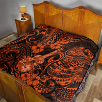 Hawaii Ukulele Quilt Polynesian Pattern Orange Version - Wonder Print Shop
