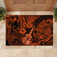 Hawaii Ukulele Rubber Doormat Polynesian Pattern Orange Version - Wonder Print Shop