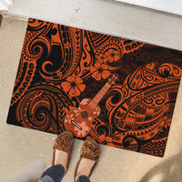 Hawaii Ukulele Rubber Doormat Polynesian Pattern Orange Version - Wonder Print Shop