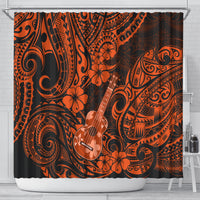 hawaii-ukulele-shower-curtain-polynesian-pattern-orange-version